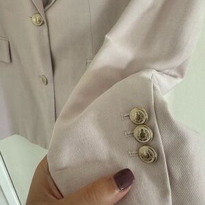 Beige-pink fitted straight cut ZARA blazer size L